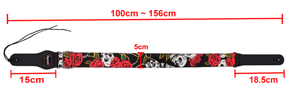Гітарний ремінь Rayzm з бавовни для акустичної, електрогітари та бас-гітари з кишенькою для медіатора, рожевий принт, ширина 5 см, регульована довжина