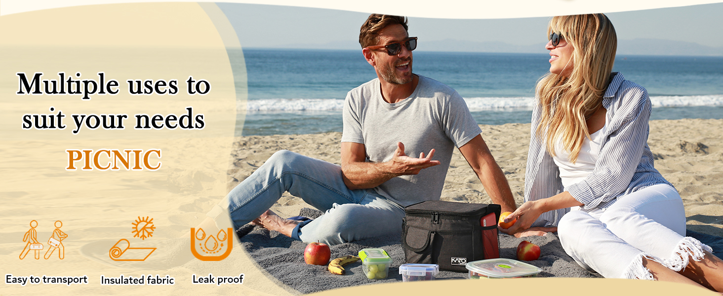 Термосумка Kato Tirrinia 17L (23 банки) - велика, чорна, водонепроникна для пікніків, роботи, пляжу