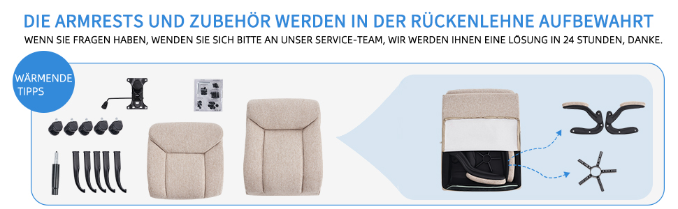 Ергономічне крісло для офісу та дому: обертове крісло з підйомною підлокітником, регульоване по висоті, зручне для офісу, дому та геймінгу (Бежеве, тканина)