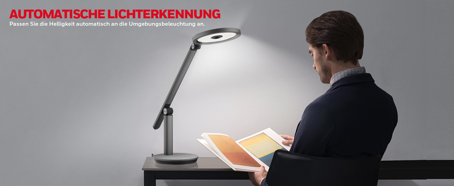 Лампа настільна Honeywell H6 Sunturalux Eye-Care LED з регулюванням яскравості, таймером та сенсорним керуванням (сіра)