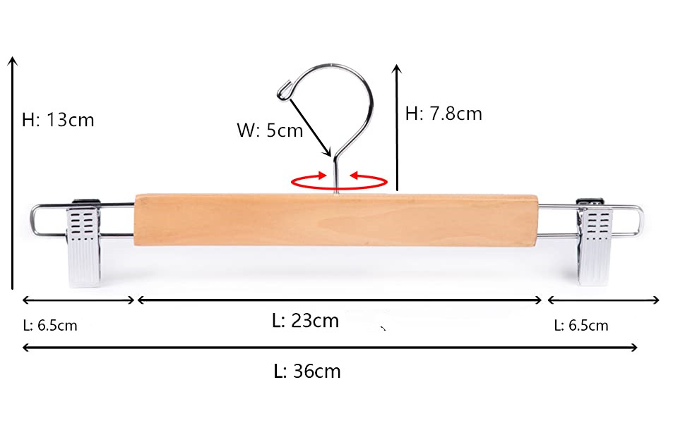 Дерев'яні вішалки для одягу Amber Home, 10 шт., 36 см, білі. Міцні, з антиковзними кліпсами та поворотним гачком. Підходять для штанів, шортів, спідниць, шкарпеток та нижньої білизни.