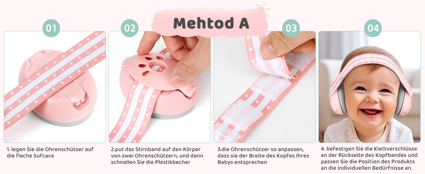 Навушники для захисту від шуму для немовлят 0-2 роки (Рожеві)