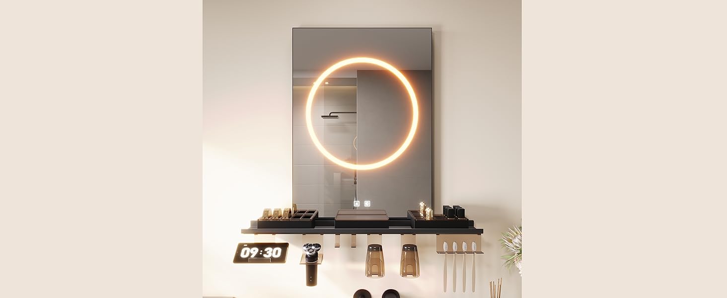 Дзеркало для ванної кімнати SONNI з підсвічуванням 60x40 см, LED, IP44, білий