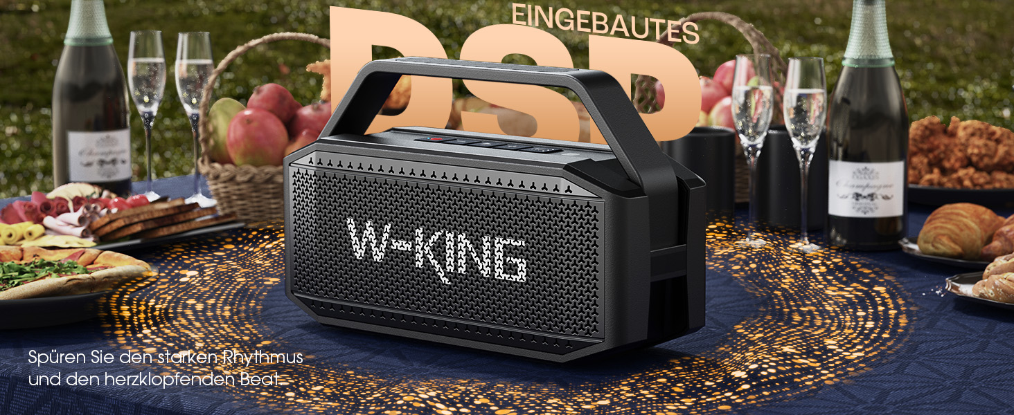 W-KING Bluetooth Колонка 100W (Пікова потужність) - Портативна Колонка з Глибоким Басом, Power Bank, TF/AUX, EQ, IPX6, 40 годин роботи