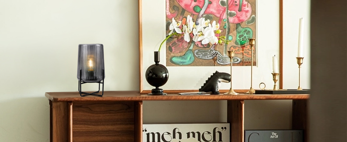 Бездротова настільна лампа з таймером, вінтажний дизайн, акумуляторна LED лампа для дому та вулиці, сірий колір, розмір L