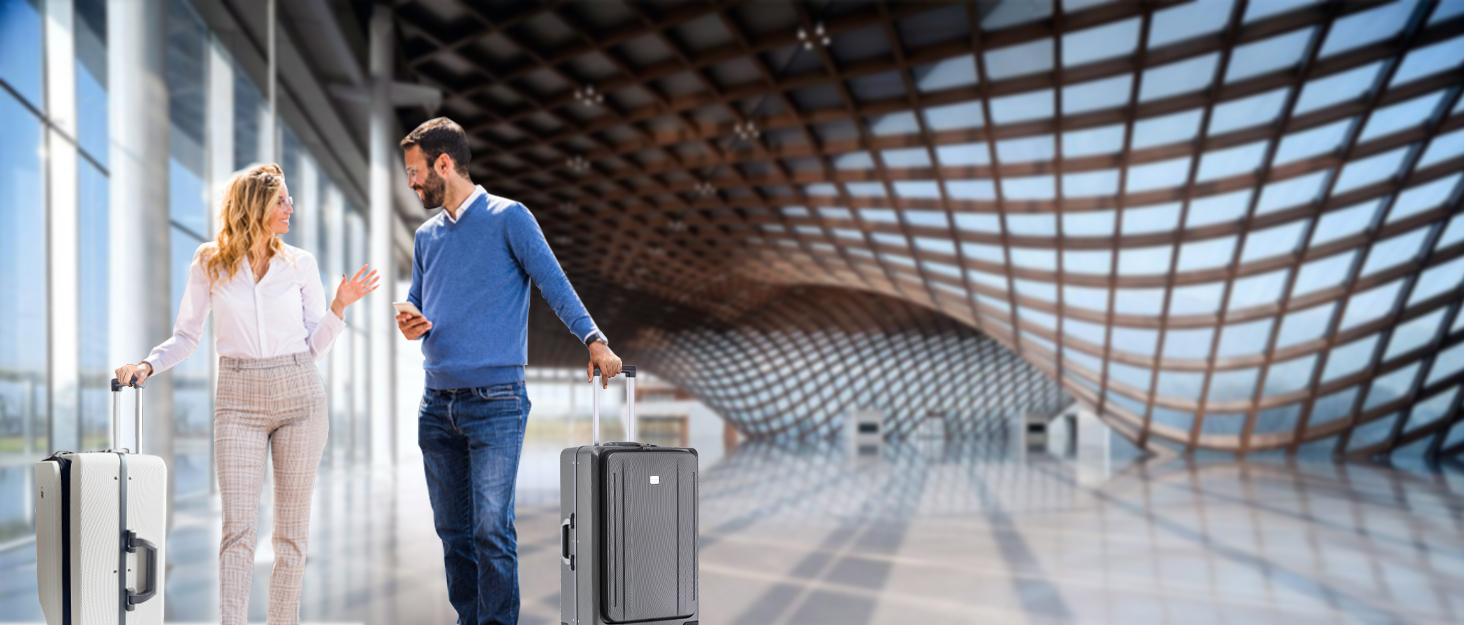 Чемодан 20 дюймів з спінінговими колесами, алюмінієва рама, TSA-замок, USB-порт, підставка для телефону, білий