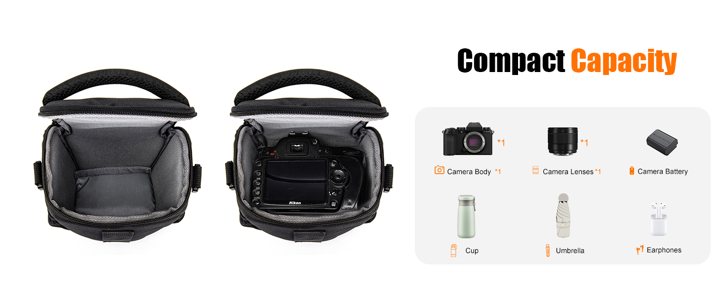 Сумка на плече для камери DSLR/SLR, чорна, сумісна з Nikon, Canon, Sony (водонепроникна)