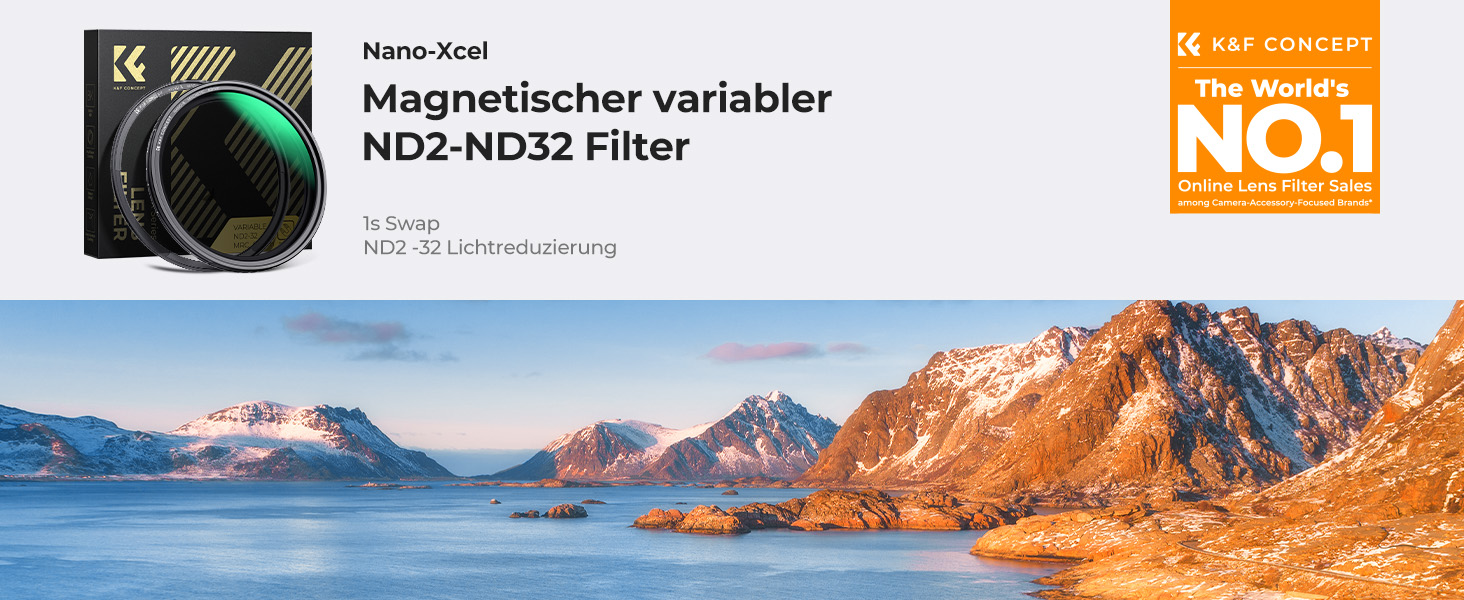 Фільтр ND K&F Concept 49mm Магнітний Змінний Градуйований (ND2-32) для об'єктивів Nano-Xcel Series