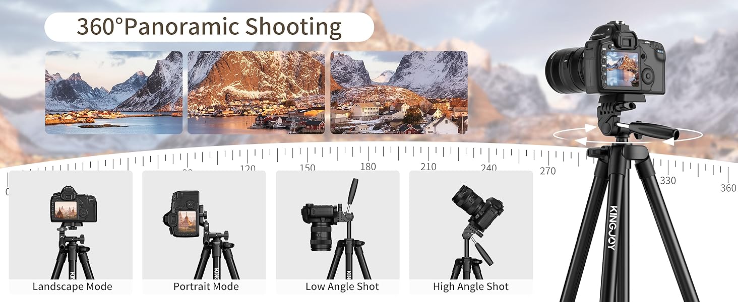 KINGJOY Штатив для камери та смартфона, 180см, з пусковим заходом, для Canon, Nikon, Action Camera, з тримачем для планшету