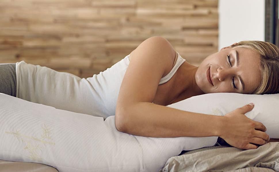 Преміальна подушка для сну на боці з наповнювачем Memory Foam – довга ортопедична подушка для тіла та годування, м'який дихаючий чохол, велика, біла