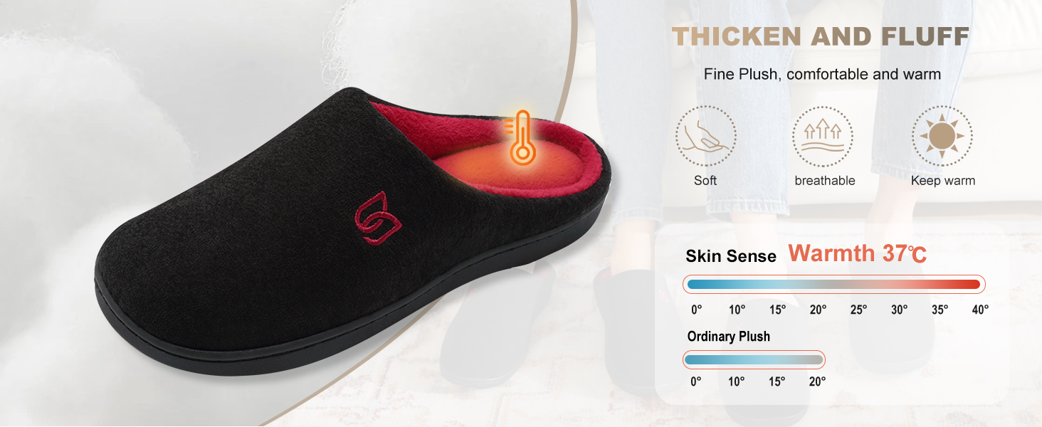 Тапочки для дому WateLves з Memory Foam для жінок та чоловіків, чорні, 46/47 EU