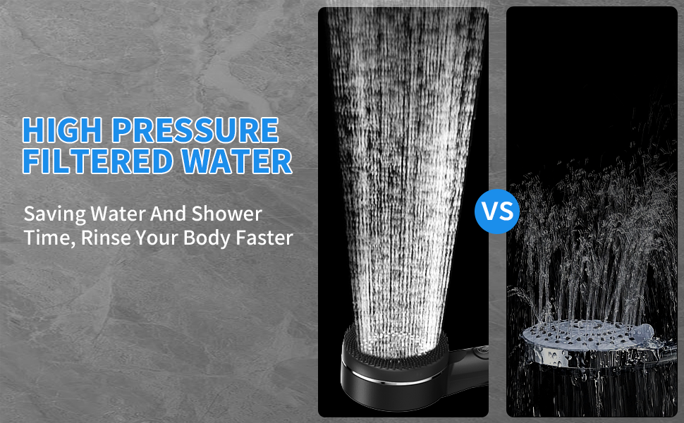 Фільтрована лійкова насадка для душу з високим тиском, ручна, з шлангом, 4 режими, економія води, чорна Pro (DE-002)