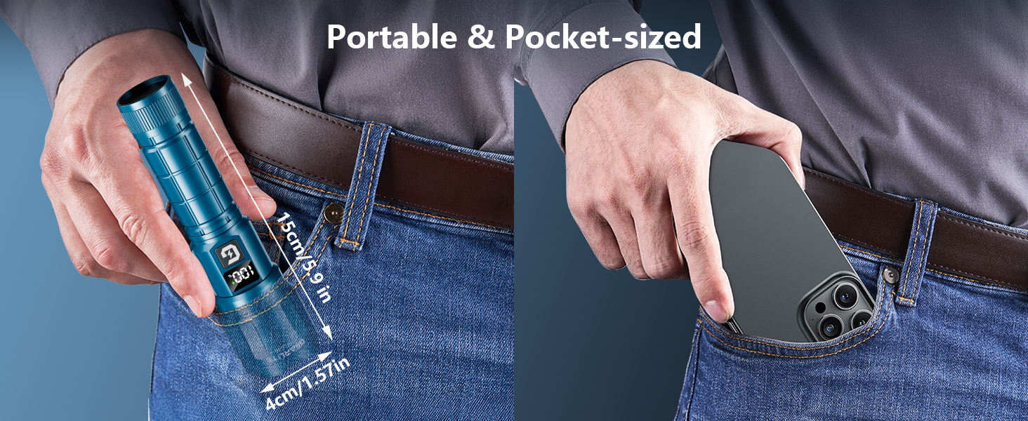 LED ліхтарик Gearlite з підзарядкою, 6000 люмен, тактичний, з регулюванням фокусу, 3 режими, водонепроникний IP65, для кемпінгу, риболовлі, надзвичайних ситуацій, походів (блакитний, 1 шт.)