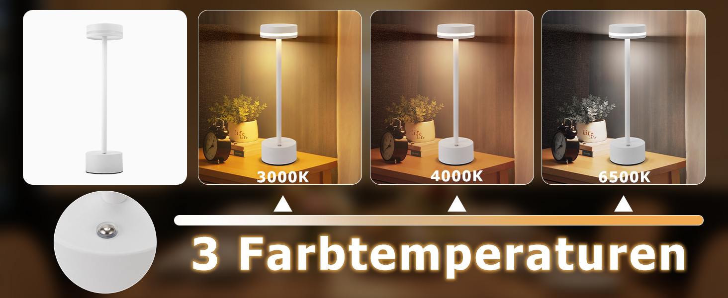 Настільна лампа акумуляторна LED 2 в 1: бездротова, димована, з USB-C зарядкою, сенсорна, для спальні, їдальні, офісу (біла)