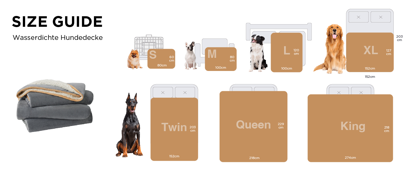 Водонепроникний коврик для собак Lesure, великі породи, 100x120 см, Outdoor, Sherpa Fleece, для дому та на вулицю, сірий