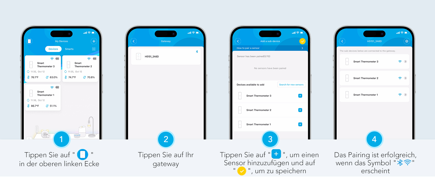 GoveeLife Wi-Fi гігрометр-термометр для приміщень, 3 шт. Смарт датчик температури та вологості з додатком, збереженням даних, для теплиць, винних погребів