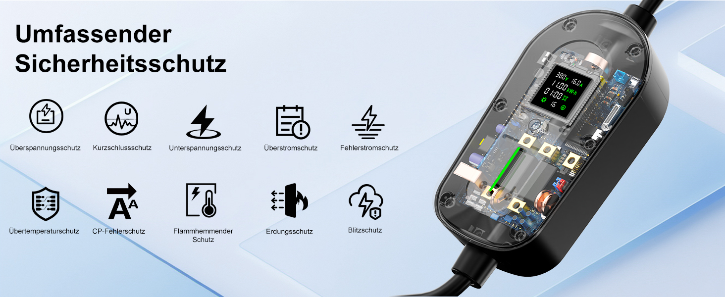 Мобільна зарядна станція Wallbox 11 кВт (3-фазна) з кабелем 7м, роз'єм Type 2, CEE 16A, адаптер-сет | Зарядка для електромобілів та PHEV | IP65, 6/8/10/13/16A