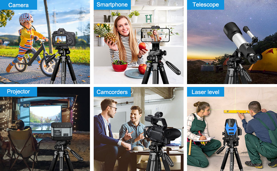 Штатив для камери Victiv 182см з алюмінію: трипод, монопод, 360° кулькова головка, 2 швидкісні пластини для DSLR - чорний