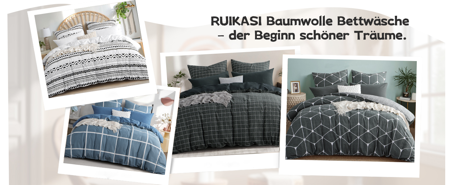 Комплект постільної білизни RUIKASI 135x200 см, 4-х частинний, бавовна, сірий з геометричним малюнком