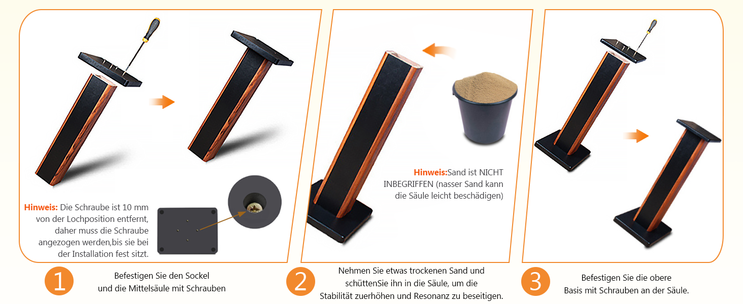 Стійки для колонок Holz Braun Schwarz, 70 см - Преміум підставки для домашнього кінотеатру та студії з прихованою проводкою