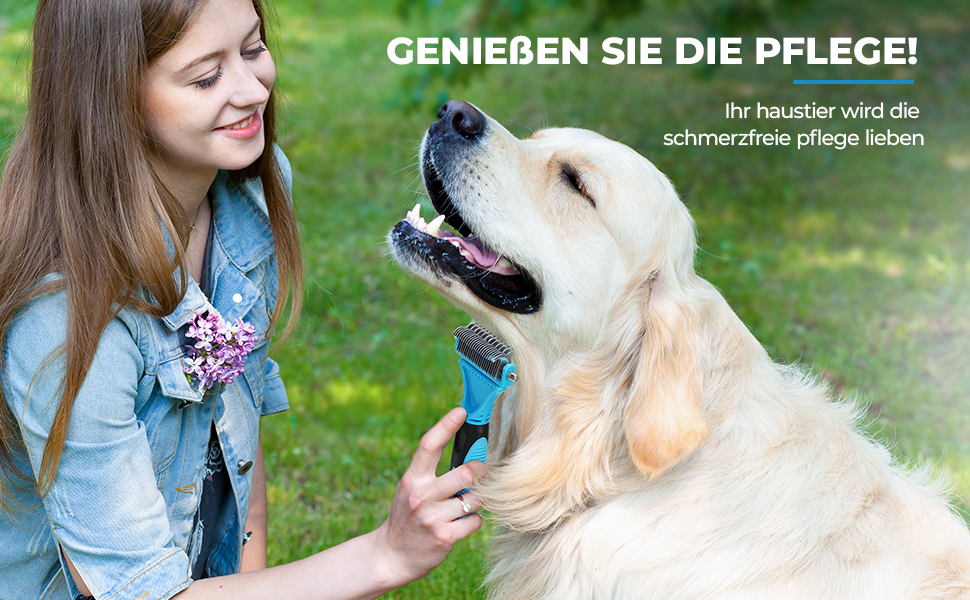 Щітка для собак та котів, гребінець для тварин з нержавіючої сталі 12+23 зубчики, двостороння для видалення шерсті та розплутування вузлів (Large, блакитний)