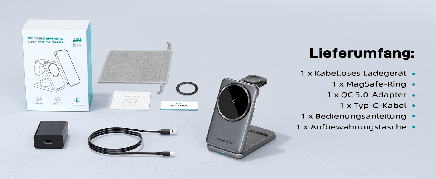 Магнітна зарядна станція 3-в-1 для Samsung Galaxy S25 Ultra/S24 з MagSafe, зарядка для годинників Galaxy Watch Ultra/8/7/6, бездротовий зарядний пристрій для подорожей (сріблястий)