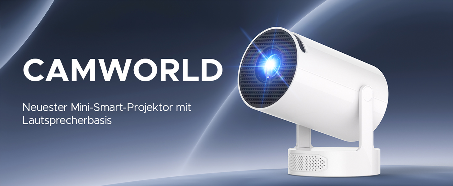 Портативний проєктор Mini Beamer з динаміком: 1080P/4K, WiFi 6, Bluetooth 5.0, автоматичне корегування трапецеїдальних спотворень, 220° обертання, для домашнього кінотеатру та використання на вулиці