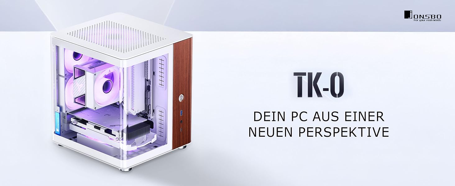 Корпус для ПК Jonsbo TK-0 Mini-ITX, чорний — SFF корпус із загартованим склом та дерев'яними елементами, підтримка відеокарт до 230мм, USB-C