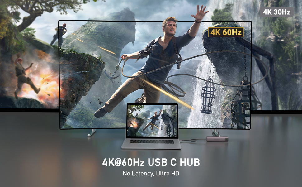 Lemorele USB-C Док-станція: 11-в-1 хаб з 2xHDMI 4K, 3xUSB 3.0/2.0, VGA, PD 100W, SD/TF, Ethernet (сумісна з Windows, MacBook, Dell, HP, Lenovo, Surface)