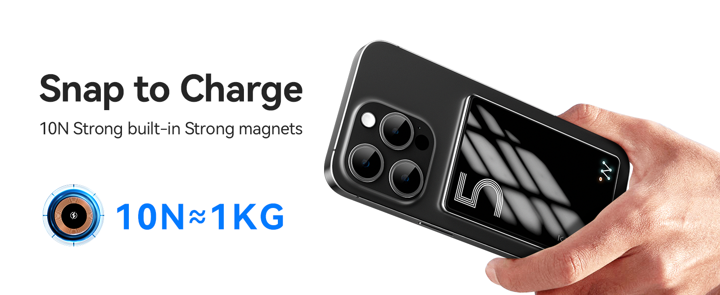 Power Bank Ultra Slim MagSafe 5000mAh PD20W для iPhone: захисний кейс з магнітним кріпленням (Чорний)