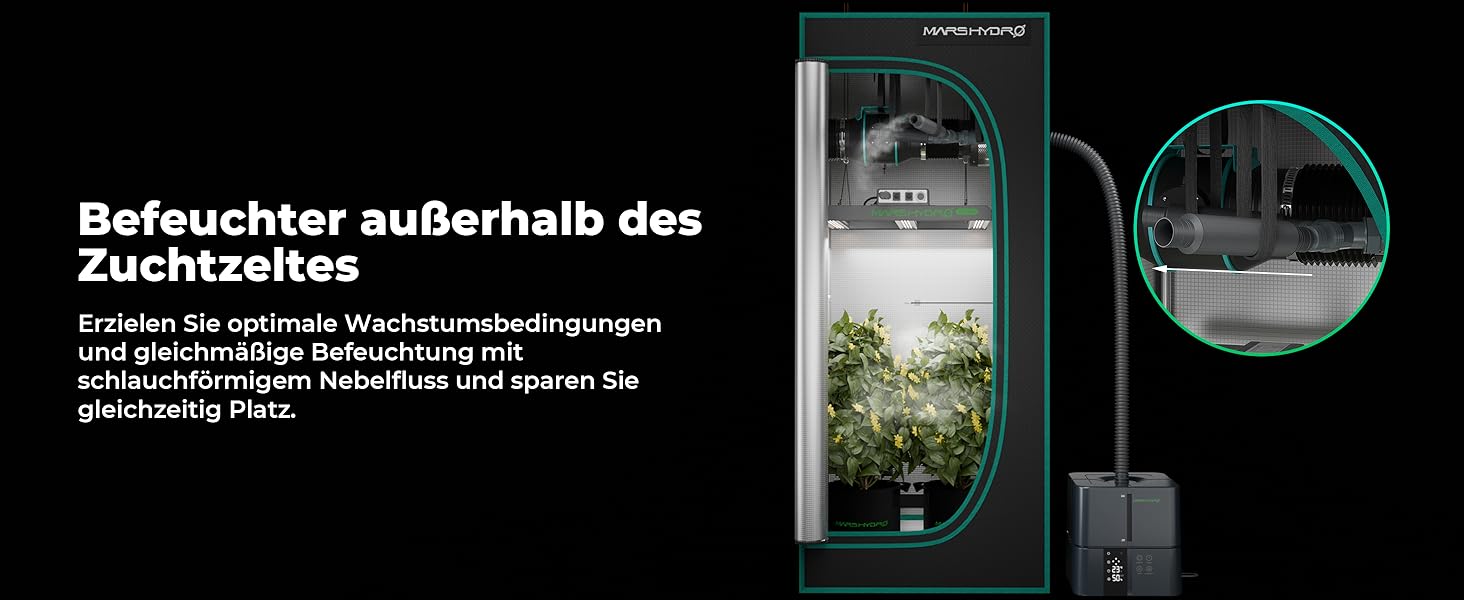 Зволожувач повітря MARS HYDRO 5L з верхнім заповненням, ультразвуковий, з регулюванням вологості, таймером та тихою роботою для гроу-тента, домашніх рослин та спальні
