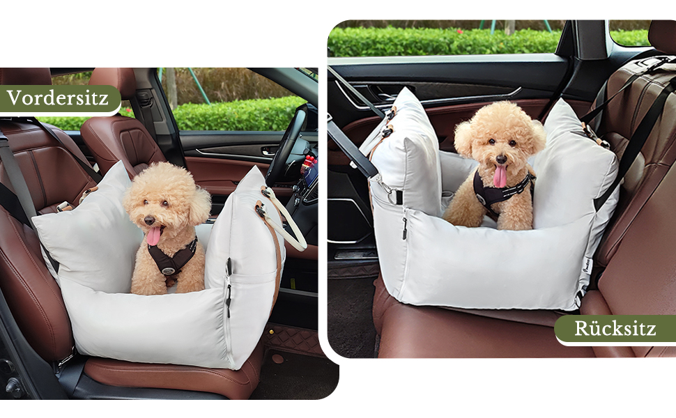 Автомобільний лежак для собак Pawaboo, сірий, до 11 кг, водонепроникний, з кріпленнями та шлейкою