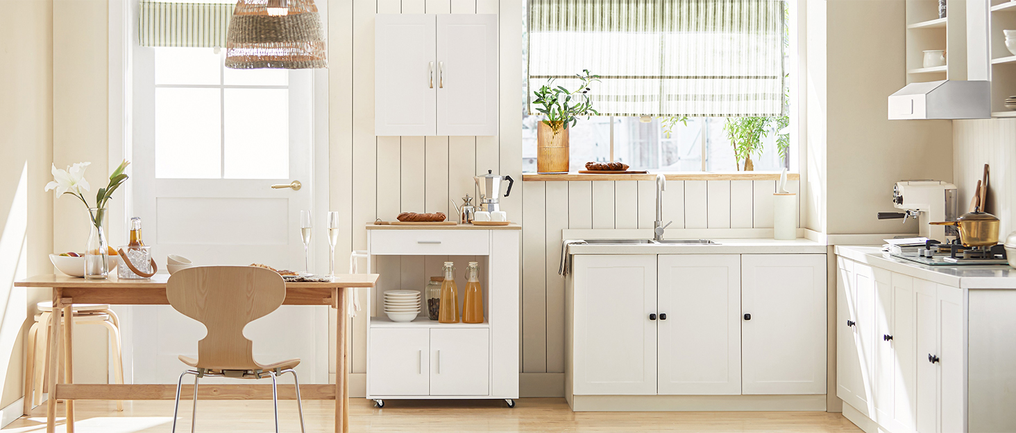 SoBuy Rolling Kitchen Cart with 2 Removable Shelves and 1 Tray