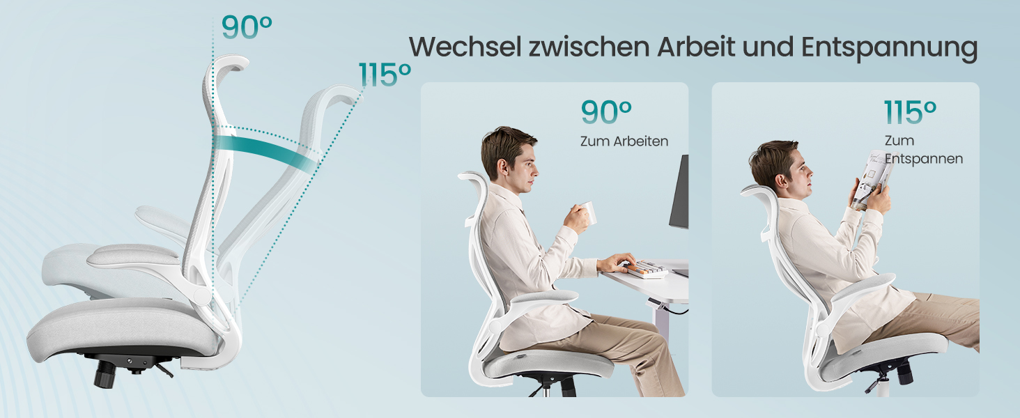 Офісний стіл SONGMICS, ергономічне крісло з регульованою спинкою, підлокітниками та підголівником, до 150 кг, сірий (OBN088B01)