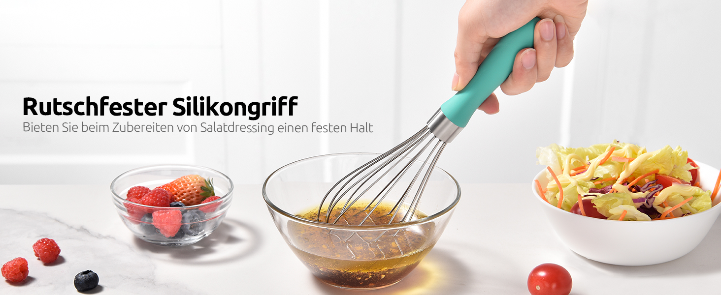 Міксер кухонний U-Taste зі сталі 18/10, 30 см, 12 гнучких дротів, силіконовий грибок