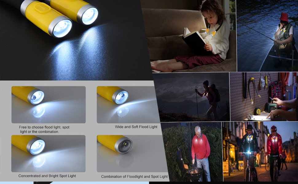 LED лампа на шию LEDGLE для читання, перезаряджувана, 3 режими яскравості, гнучка, 6500-7000K, жовтий світ