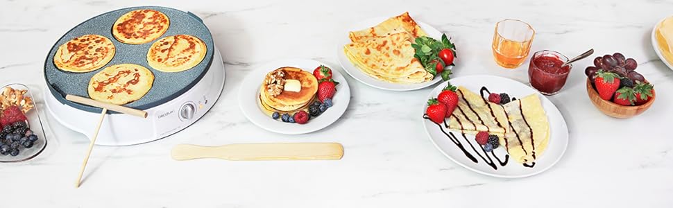 Електрична млинниця Cecotec Crepe Fun CrepeStone Twin 1200 Вт, антипригарна екоплита, реверсивна поверхня для млинців та оладок
