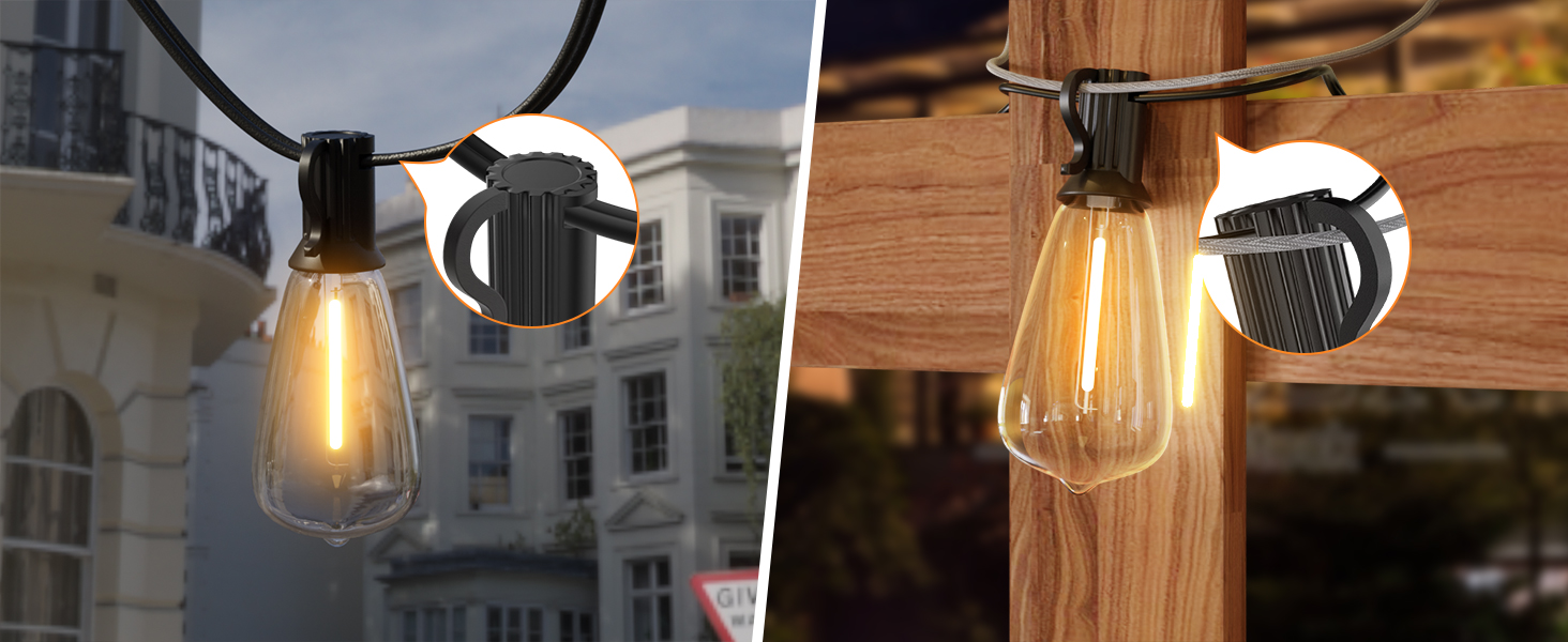 LED гірлянда GLUROO для вулиці, 7.6м, 12+1 лампочки G40, вологостійка, тепле світло, для саду, вечірок