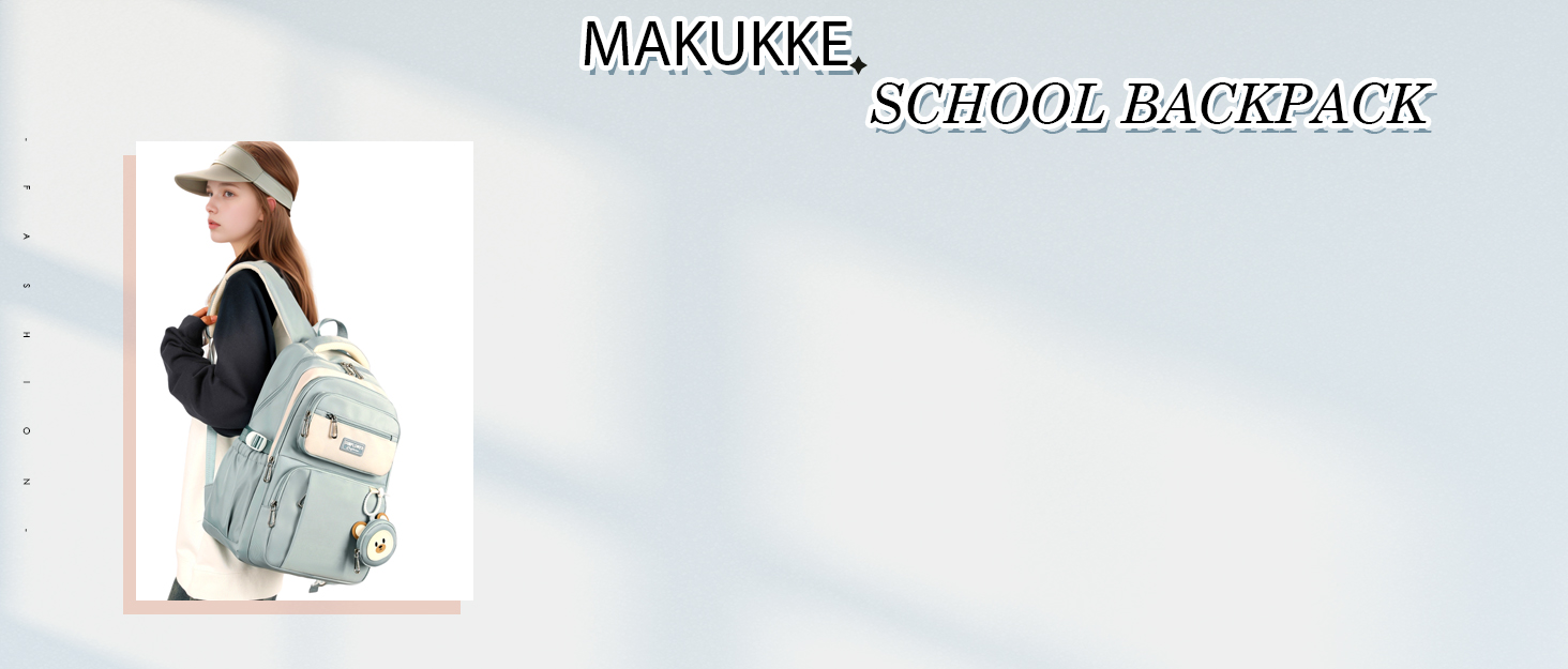 Шкільний рюкзак Makukke для дівчаток, водонепроникний, 30л, для 5 класу, з милим брелоком, зелений