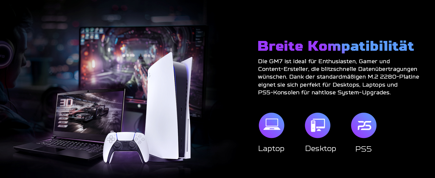 SSD Acer Predator GM7 1TB M.2 NVMe PCIe 4.0 - Швидкість читання до 7400 МБ/с - для ПК, ноутбука, PS5