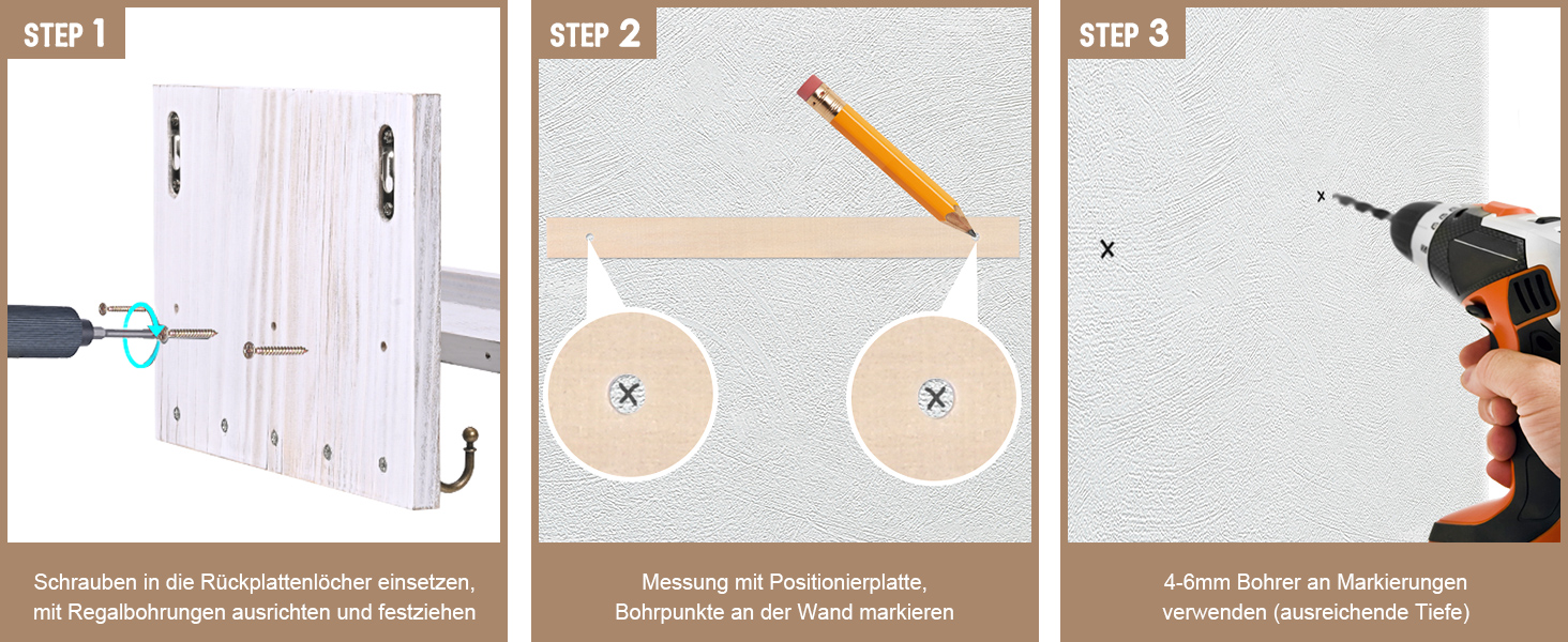 Дерев'яне ключниця з полицею, 5 гачків, для прихожей, вітальні, спальні, світло-білий колір