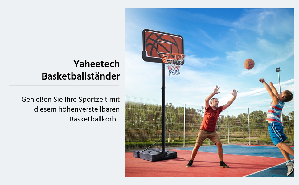 Yaheetech Adjustable Height Basketball Stand - Mobile Basketball System for Indoor/Outdoor Use - Water/Sand Fillable Hoop