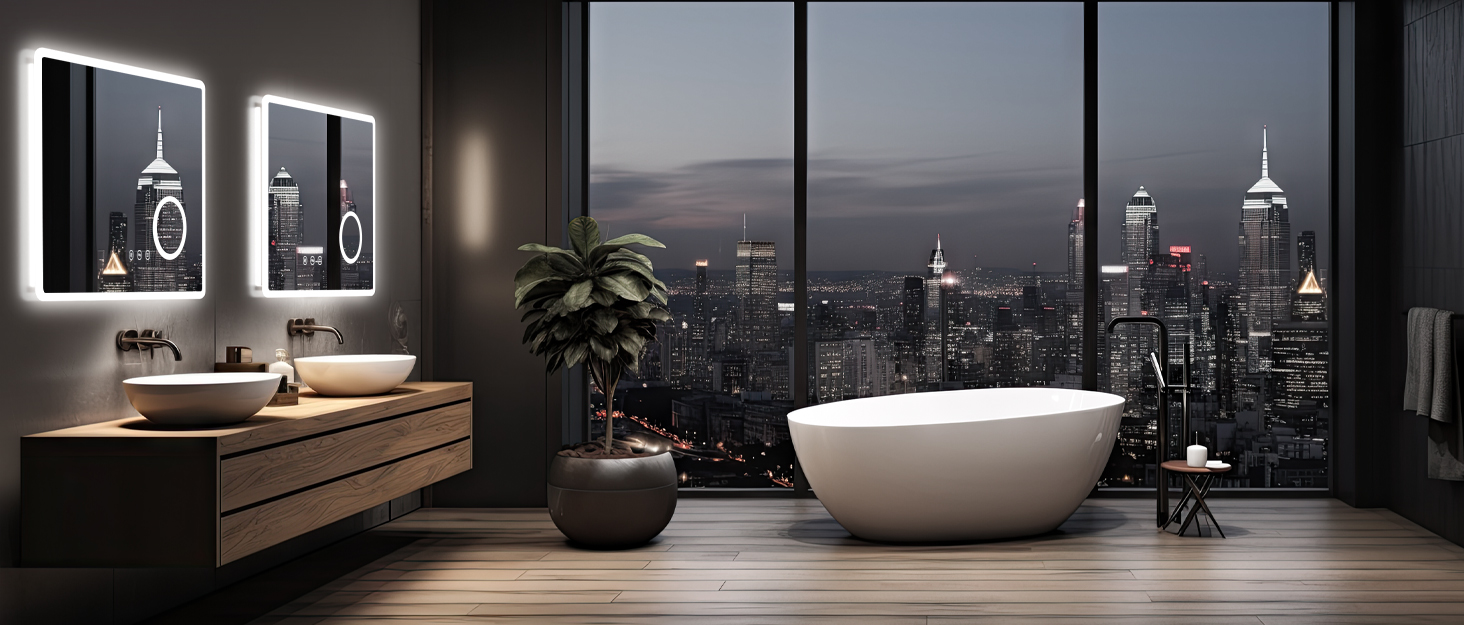 Дзеркало для ванної кімнати з підсвічуванням 80x60 см, 3 кольори, регулювання яскравості, протитуманне покриття, 3x збільшення, розетка для гоління, IP44, для горизонтального/вертикального монтажу