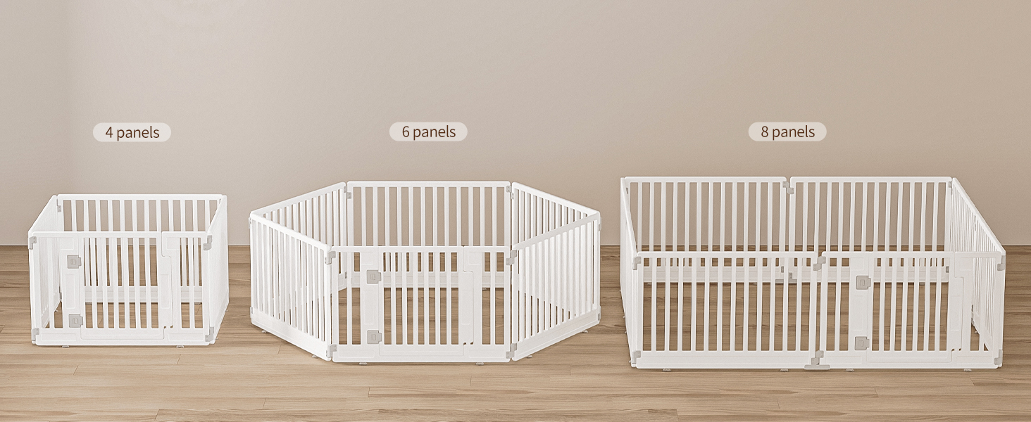 Клітка-забіг для цуценят Gupamiga, розкладний вольєр для собак з дверима, білий (178x178 см), 8 штук (4 секції)
