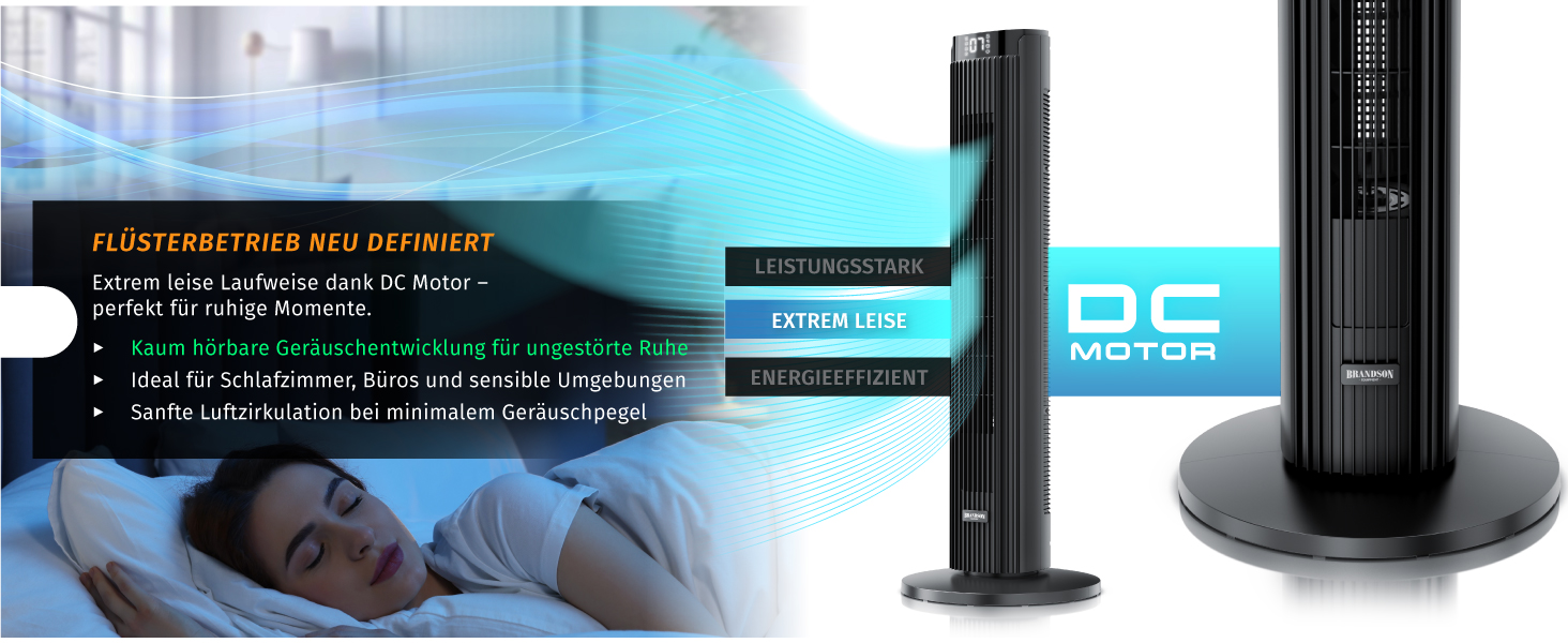 Вентилятор підлоговий Brandson ECO Design DC Motor, 12 швидкостей, пульт, тихий, коливання