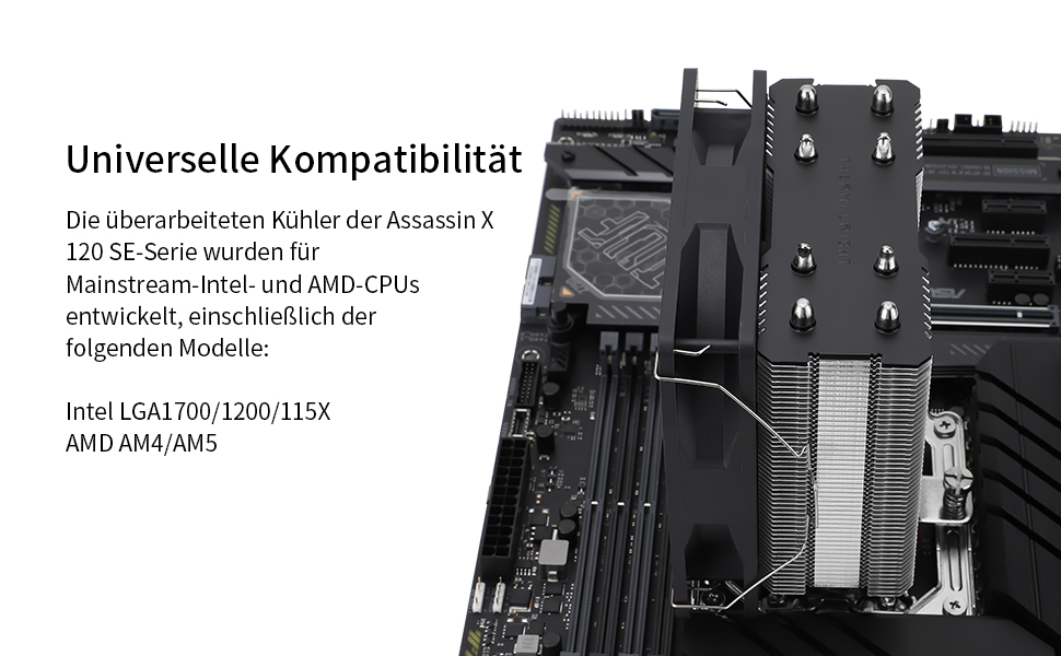 Thermalright AssassinX120 SE ARGB - Кулер для CPU з 4 тепловими трубами та тихим вентилятором TL-C12C-S PWM, сумісний з AMD AM4/Intel 1700/1150/1151/1200