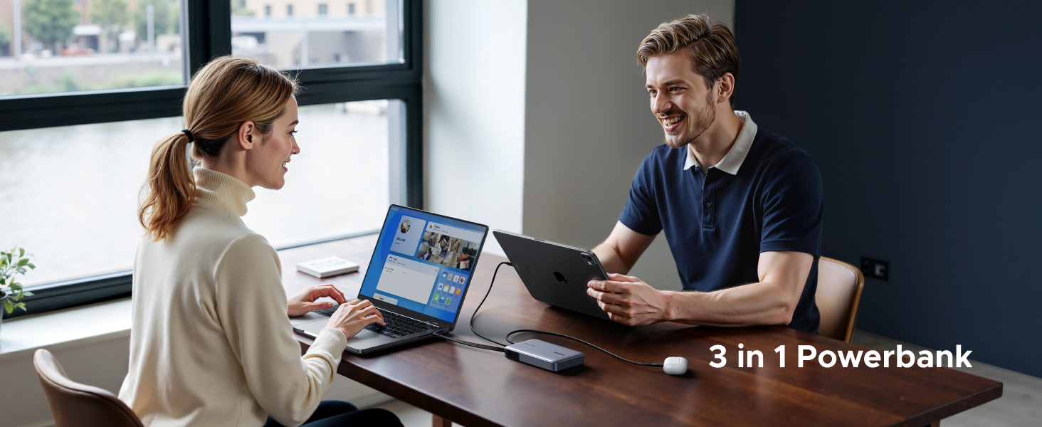 Power Bank UGREEN Nexode 20000mAh 145W з USB-C кабелем, для ноутбуків та смартфонів (Samsung, iPhone, Dell)