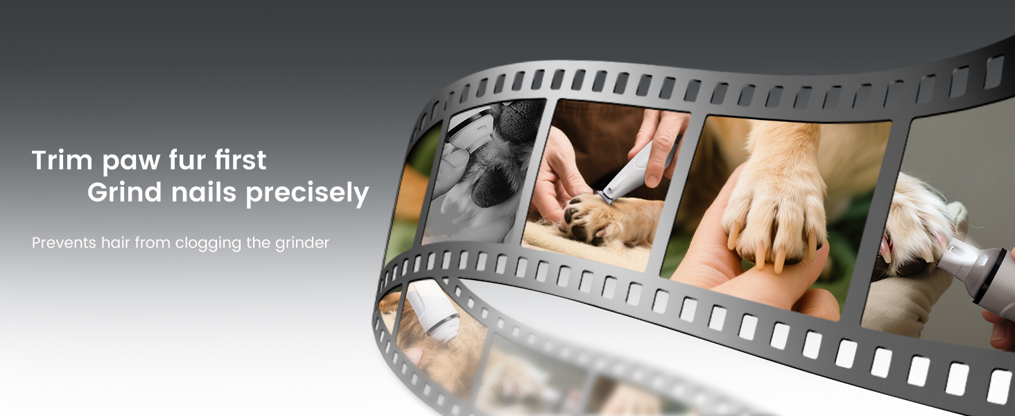 Триммер для стрижки кігтів та стрижка кігтів для собак 2 в 1, безшумний, акумуляторний, електричний, для великих, середніх та маленьких собак, білий