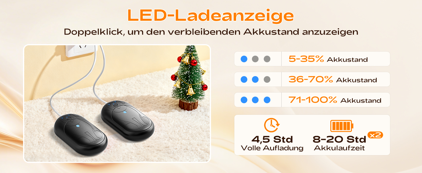 Електричний грієчка для рук, 2 шт., 6000 мАг, багаторазовий, 3 режими, 20 годин тепла, USB-зарядний, для активного відпочинку взимку, чорний
