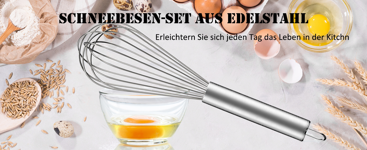 Набір вінчиків з нержавіючої сталі, 3 шт. (8', 10', 12') для приготування, збивання та змішування